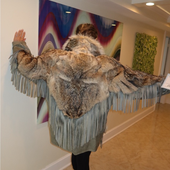 schultz & m. blaustein coyote and leather fur coat - Picture 2 of 13